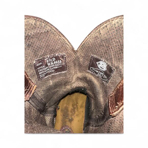 Justin Boots WK4655 Men's Stampede Collection Work Size 9.5 D Used Embroidered - Picture 7 of 8